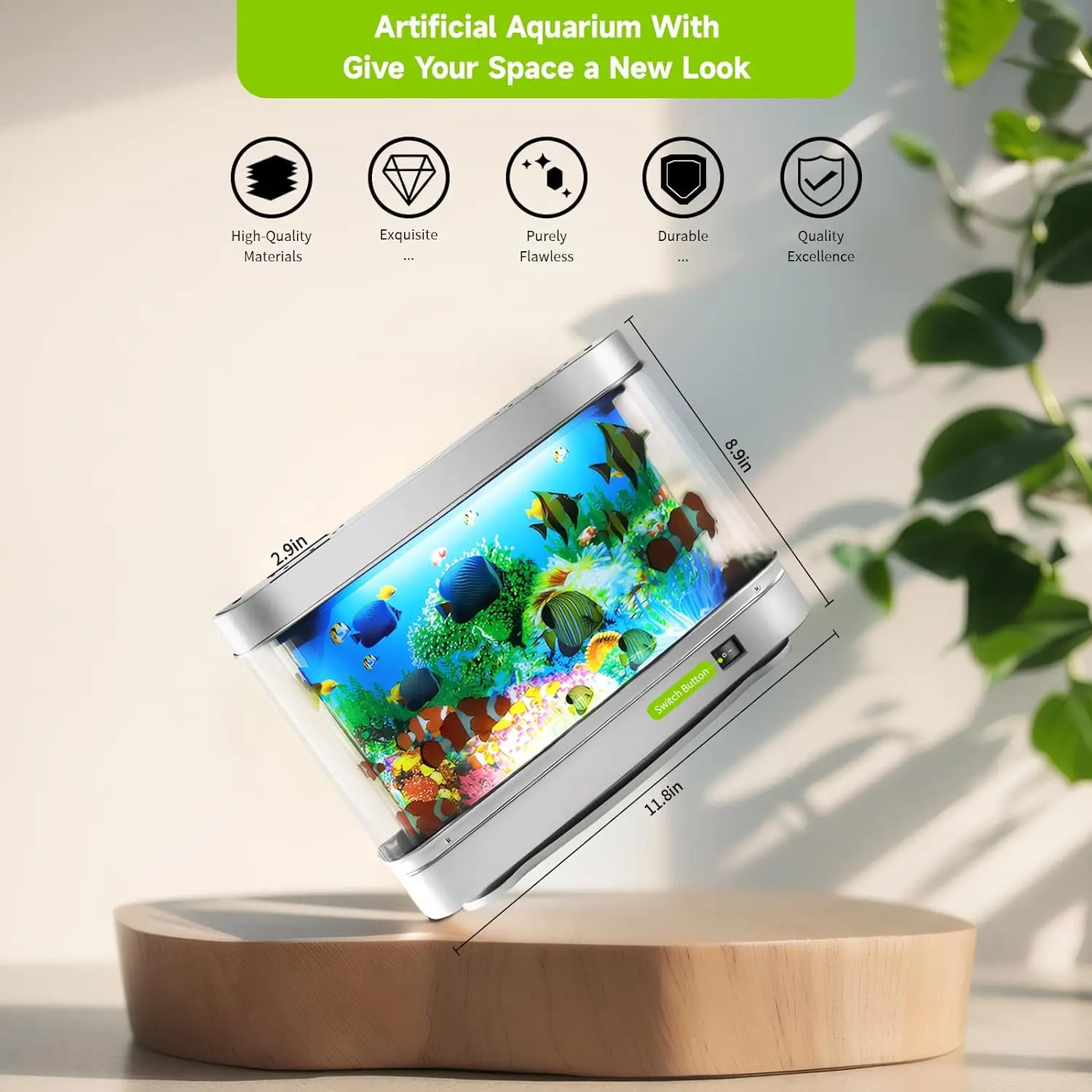 LED Aquarium Fish Tank Night Light Imitation Aquarium Underwater World USB Dynamic Table Lamp Home Decor Kids Christmas Gifts 3