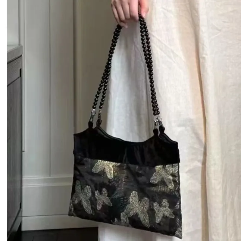 JIAERDI Vintage Butterfly Y2k Bags Women New Fairycore Aesthetic Black Shoulder Bags Wallet Female Retro Elegance Handbag 2025