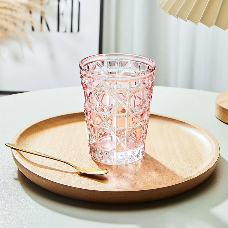 310ml European Style Colorful Checkered Creative Hand-carved