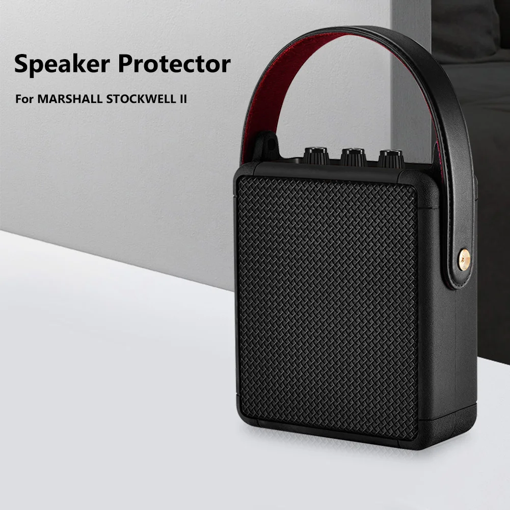 Soft Silicone Speaker Case Cover Adjustable Strap Wireless Speaker Carrying Case Shockproof Dustproof for Marshall Stockwell II