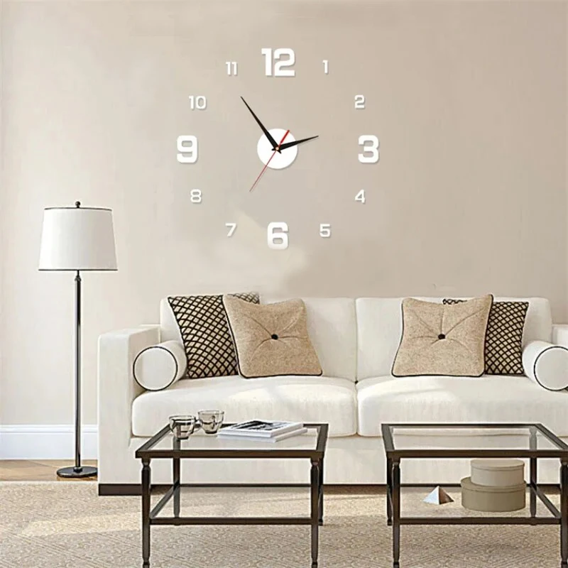 Description Picture 5 of itemModern Design Wall Clock 2D DIY Quartz Clock Fashion Watch Acrylic Mirror Stickers Living Room Home Decoration Wall Decor
