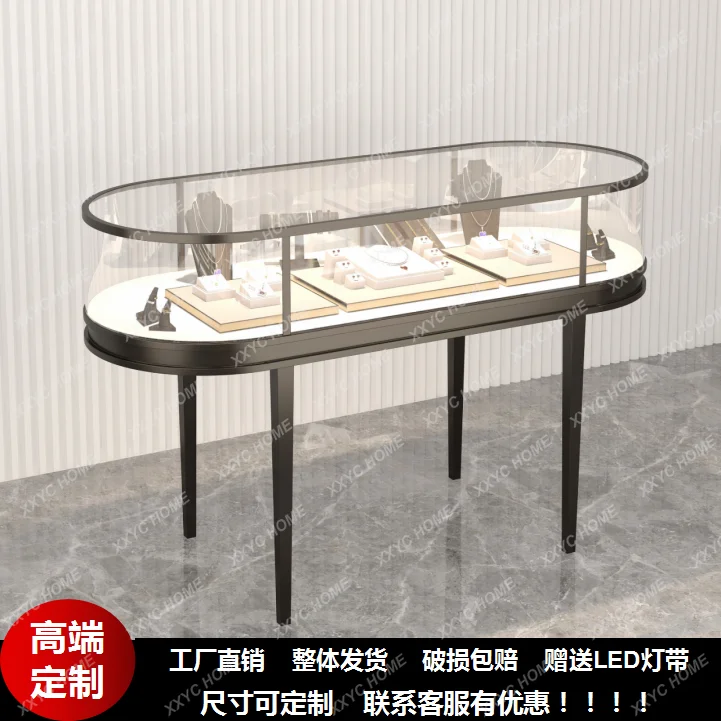 

Arc Cabinet Oval Jewelry Display Counter Clothing Store Jewelry Cabinet Stainless Steel Display Cabinet