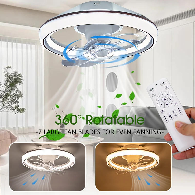 Ceiling Oscillating Fan Light 7-blade LED Ceiling Fan Lamp With APP Remote Control 6 Levels of Wind Speed RGBCW Lamp