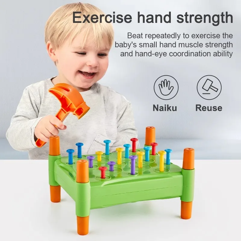 Educational Toys Nail Hammer Pile Driving Platform Montessori Teaching Aids Early Education Children Concentration Training Toy