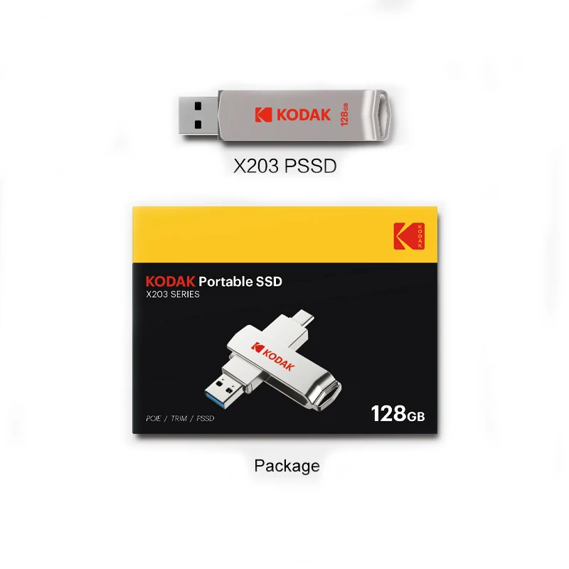 KODAK Portable SSD USB3.2 Type-C External Hard Disk 1tb 512GB 256GB 128GB X203 for Desktop/Laptop/PS5