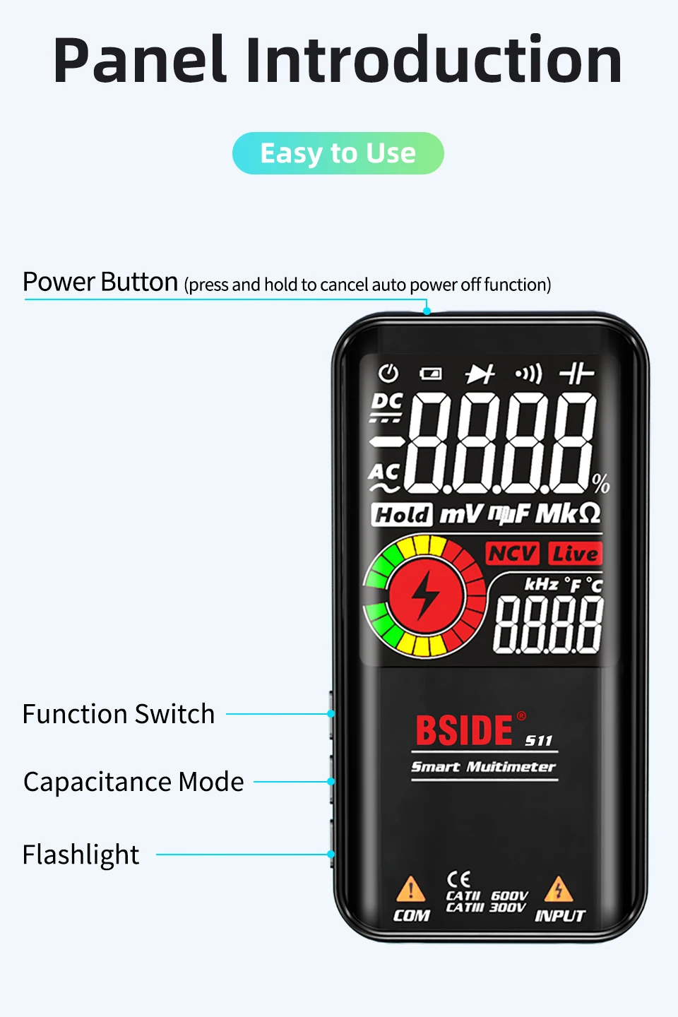 flow sensors BSIDE Digital Multimeter S11 S20 Profesional multimetro Smart DC AC Voltage Capacitor Ohm Diode NCV Hz EMF Tester Detector spectrum analyzers