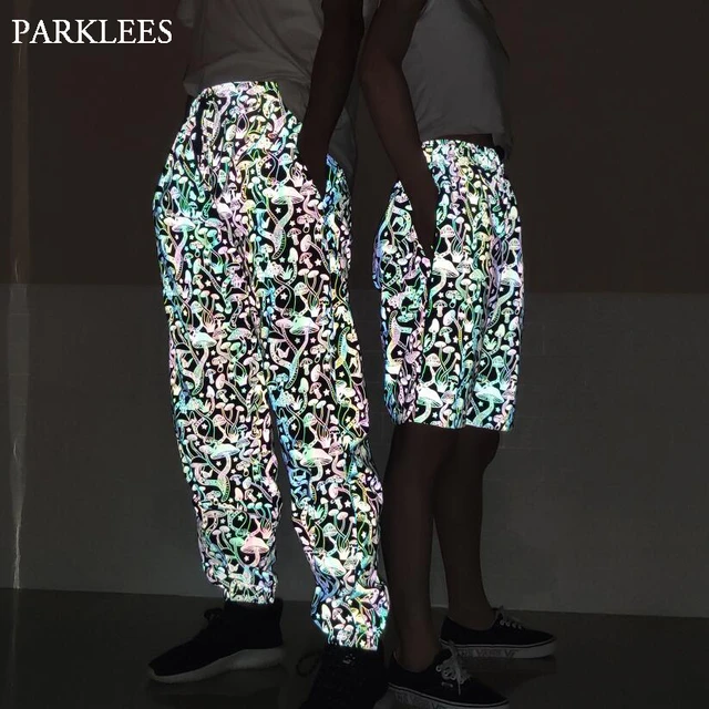 Mens Mushroom Reflective Pants  Rainbow Reflective Pants Mens - 2023 Pants  Mens Hip - Aliexpress