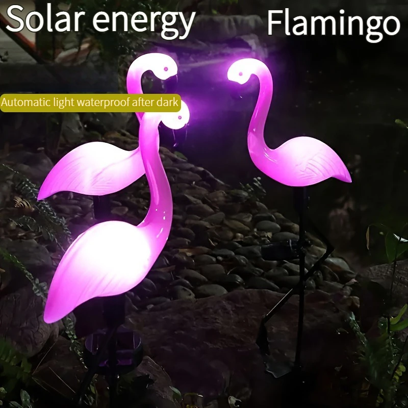 Pink Flamingo Solar Light Outdoor Courtyard Decoration Light Waterproof Garden LED Patio Walkway Light with Lights Ground Lamp P 4