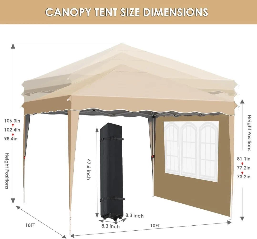 10x10FT Pop Up Canopy with 4 Sidewalls, Ez Up Commercial -Series Instant Canopy Tent, Outdoor Portable Gazebo with Wheeled Bag 2