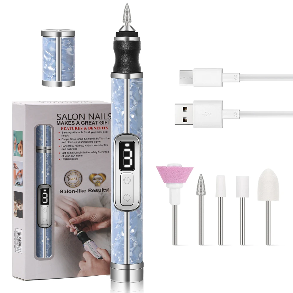 Professional Electric Nail Polishing Machine Nail Drill Multiple Gears Low Noise Nails Sander File Set For Manicure Salon Tools
