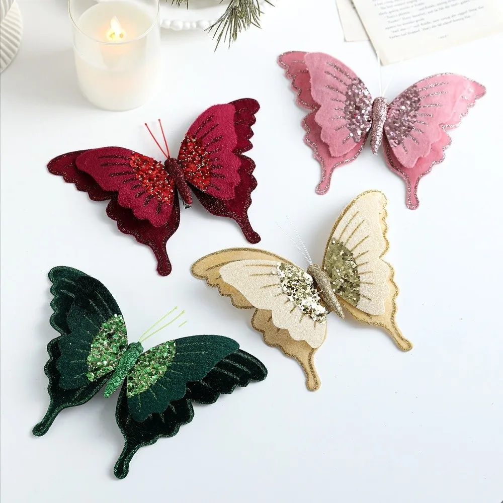 Glitter Christmas Tree Decoration Velvet Flower
