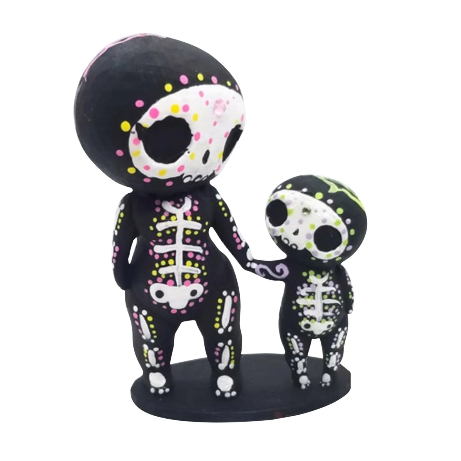 2pcs/set Lovers Couple Miniature Mini Doll Sugar Skull Couple Statue Cute Resin Crafts Home Decoration Accessories Ornaments 