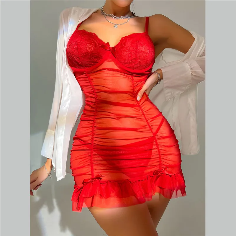 Сексуальное женское белье Jodimitty 2 шт. кружевные ночные рубашки на бретелях