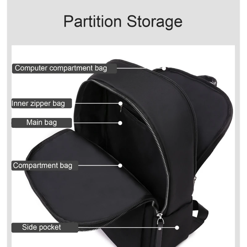 Portable School Backpack Large Capacity Laptop Bookbag for Student Women Men