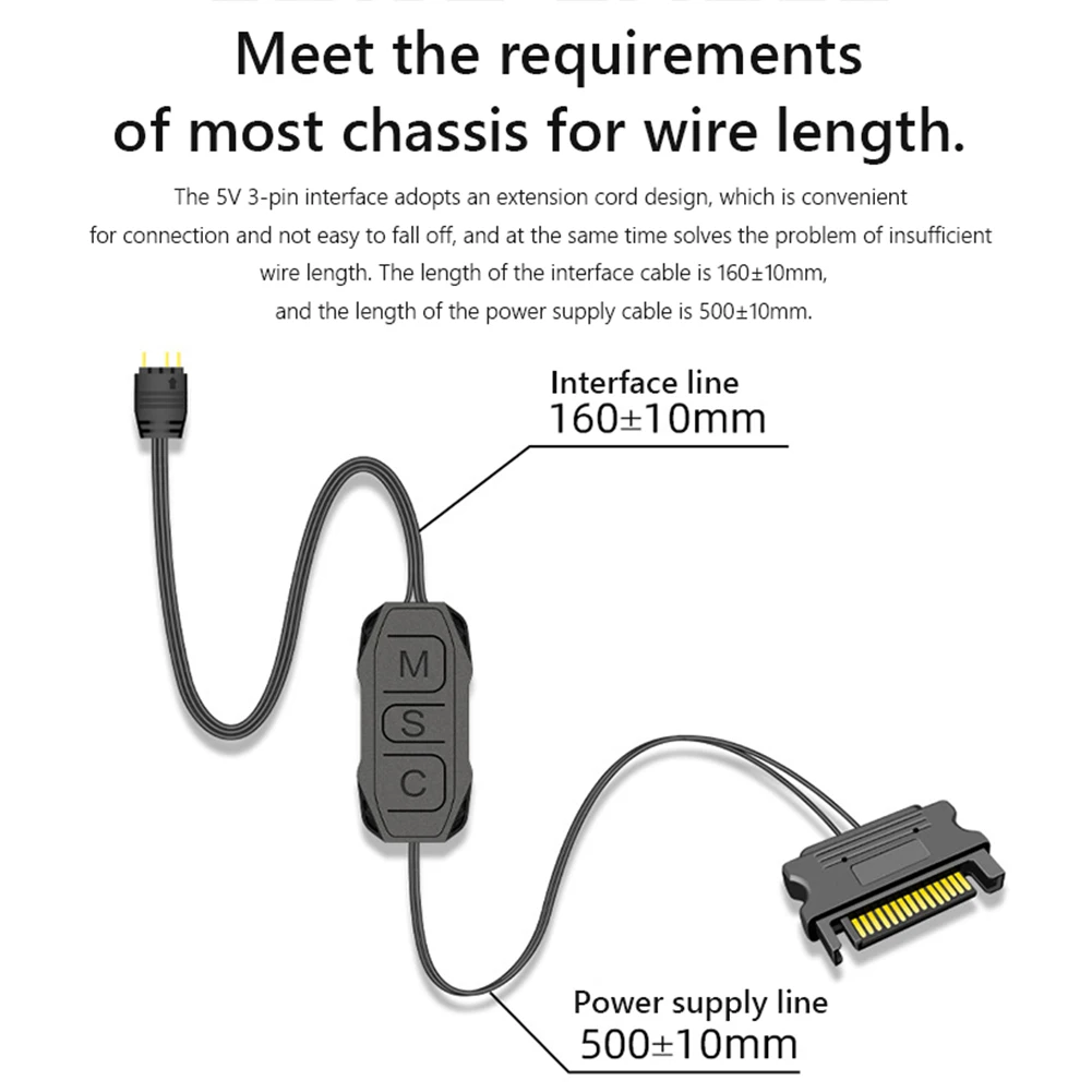 Controller Cable Computer Mini Control HUB Adapter AURA ARGB Mini Controller Cable 3 Pin to SATA for Fan Light Strip