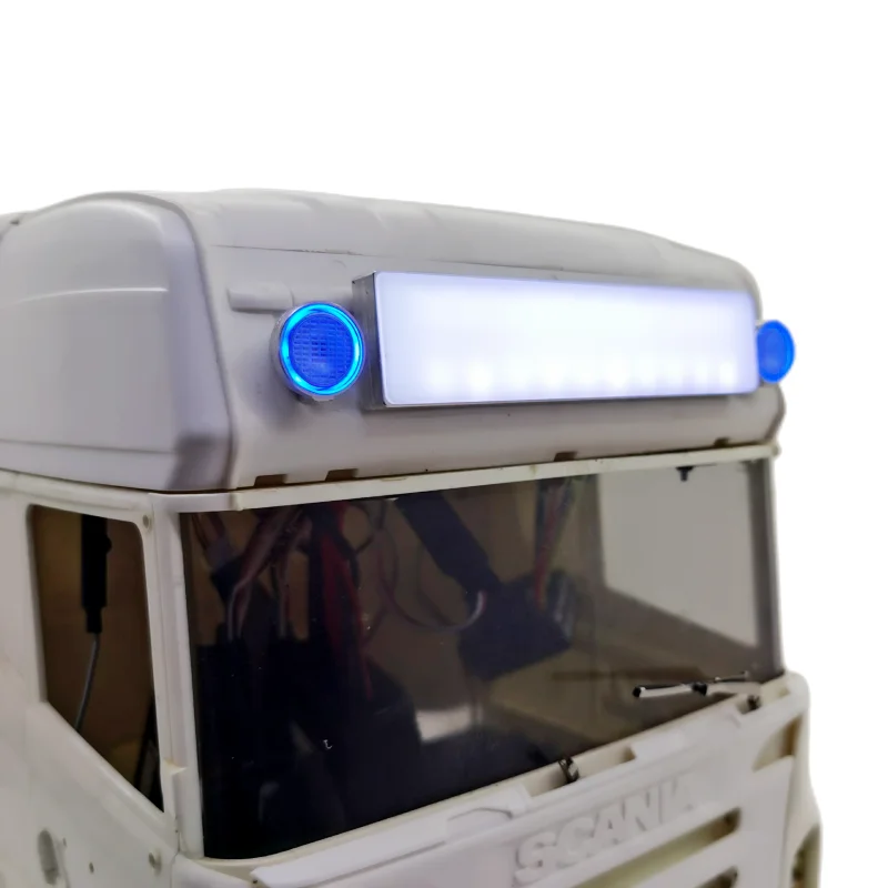 LED Angel Eyes Light Front Headlight Dome Lamp For 1/14 Tamiya RC Truck SCANIA ACTROS MAN TGX VOLVO AROCS Tamiya LESU Parts 4