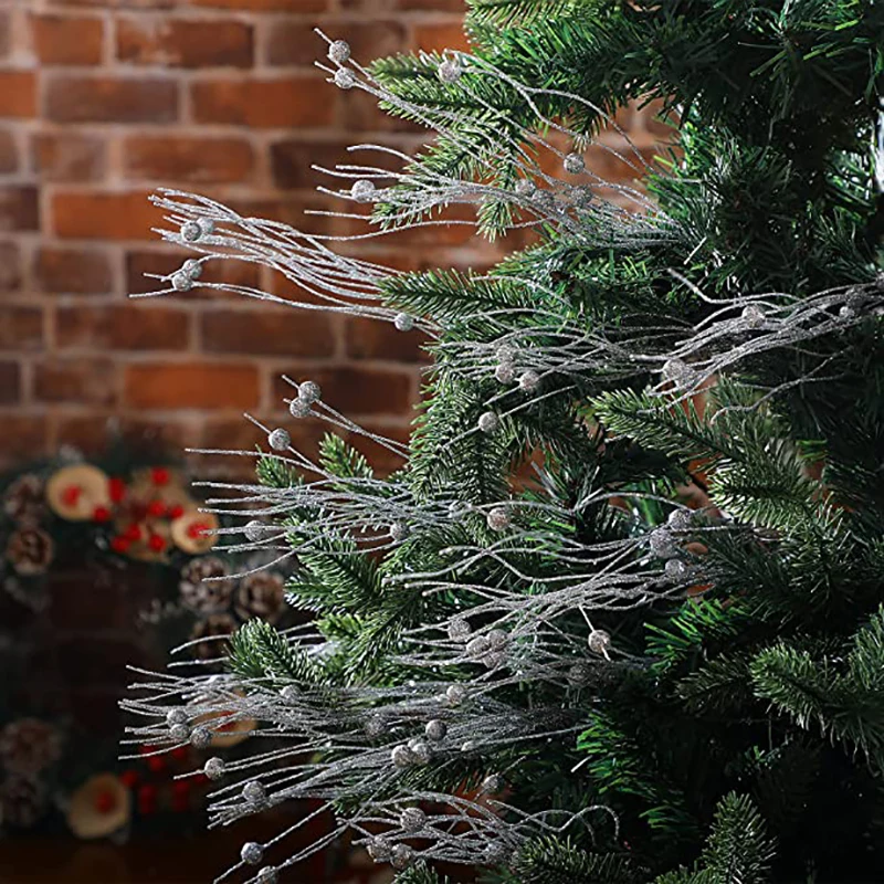 5pc Halloween Decoration Christmas Tree Glitter Branches Artificial Flowers for Home Fake Flowers Xmas Ornaments New Year Party