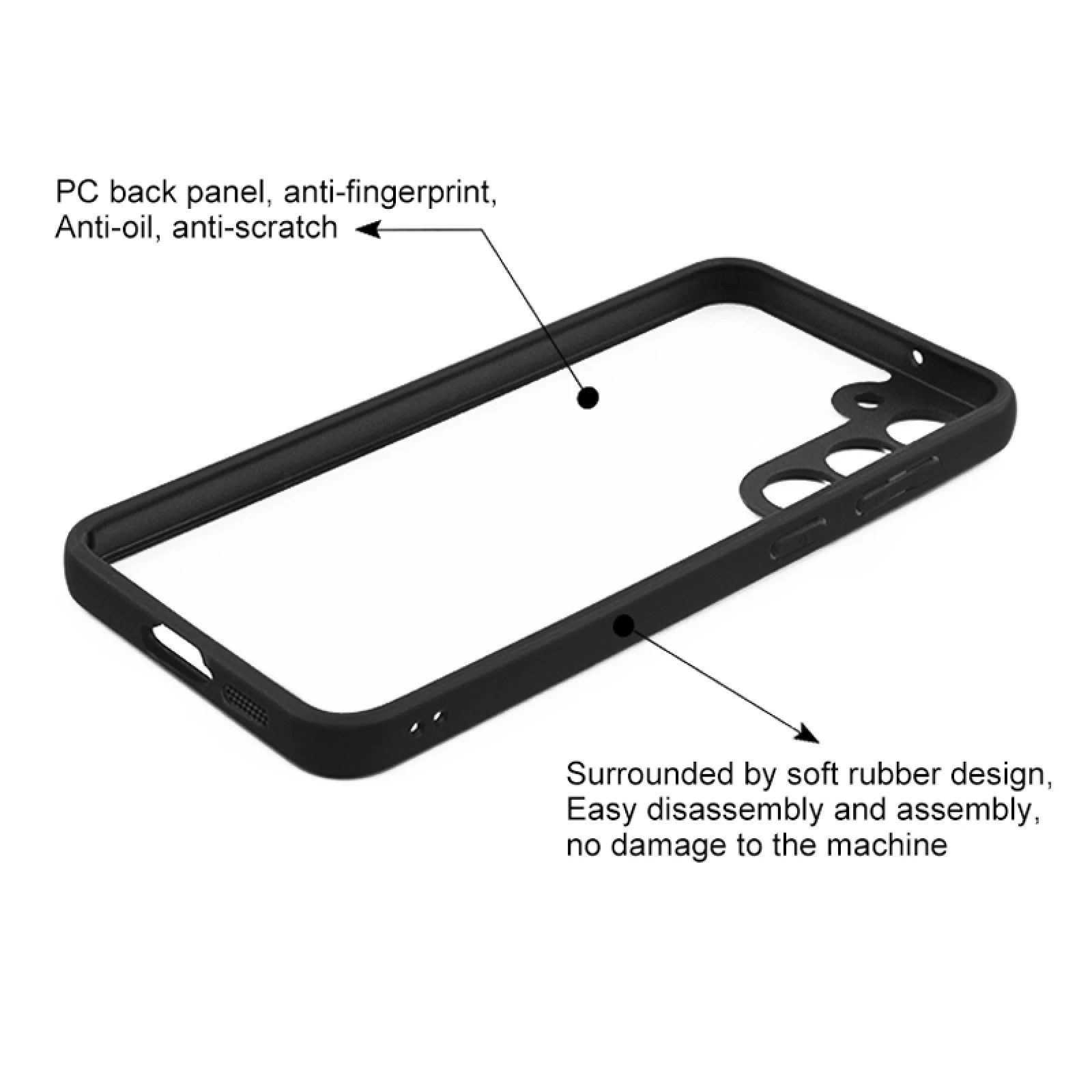 Shockproof TPU Case with Transparent Back Cover and Black Edging