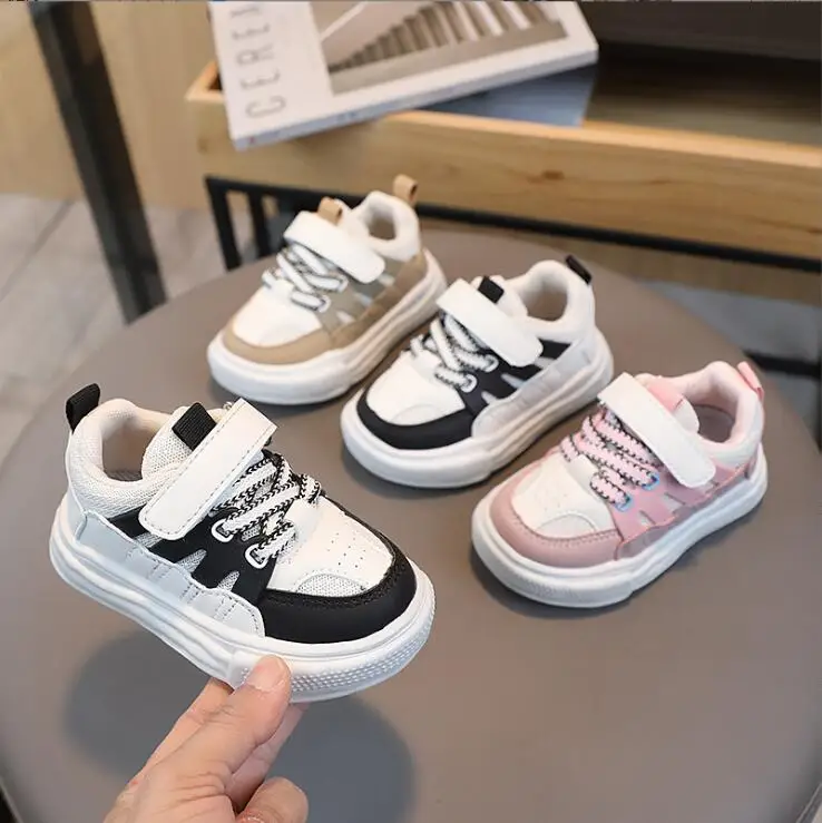 Children's Sports Shoes Spring New Girls' Contrast Mesh Medium Large Breathable Casual Shoes Boys' Running Shoes Size 22-36 children s sports shoes spring autumn new girls lightweight breathable fashionable medium large mesh casual shoes size 23 37