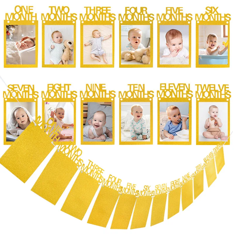 Foto-Banner für Neugeborene, Geburtstag, 12 Monate, Baby, ein Jahr, Geburtstag, Bild, Fotorahmen, Clip, Girlande, Hochzeitstag, Party-Dekoration – Detail 7