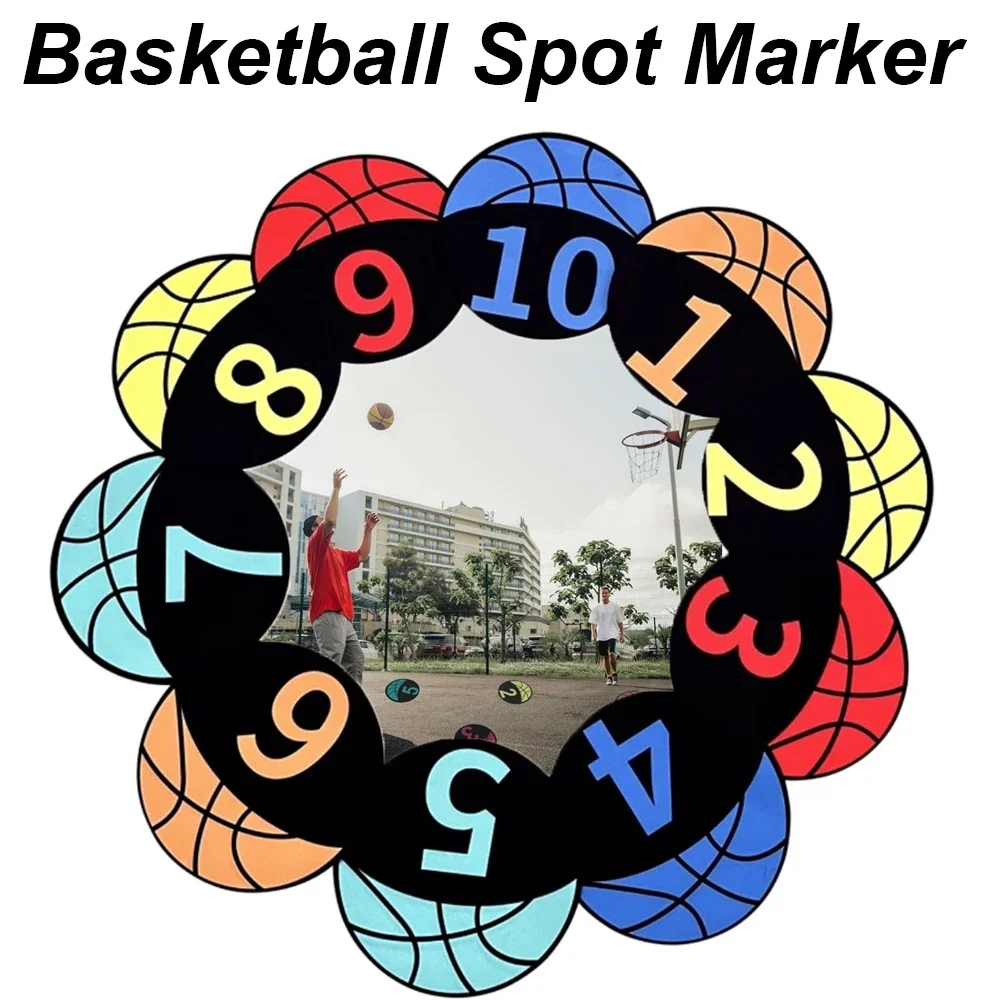23CM Basketball Spot Markers Colorful Rubber Round Flat Number Soccer Basketball Sports Training Markers with Anti-Slip Dots, sports training markers