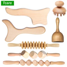 

Tcare 7Pcs Wood Therapy Massage Tool Lymphatic Drainage Massager Anti Cellulite Fascia Massage Roller, Body Muscle Pain Relief