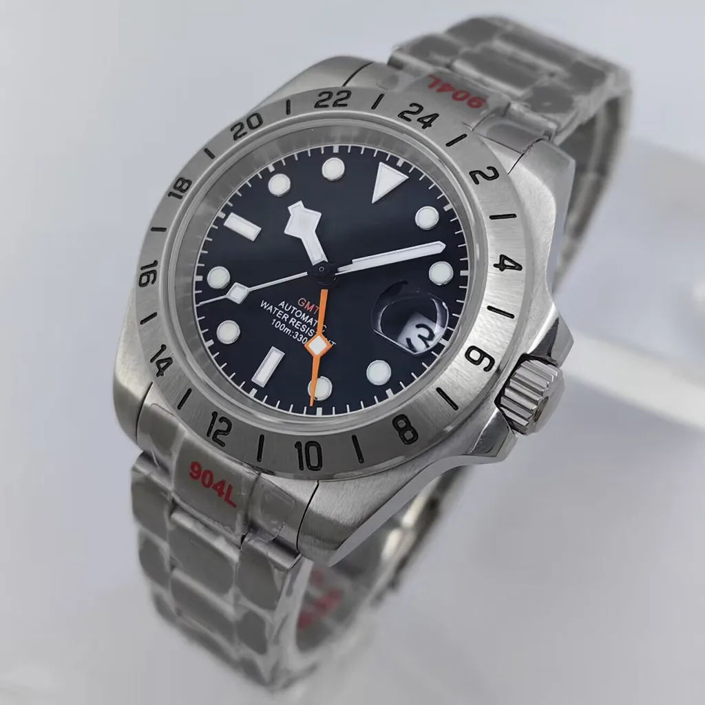 

New Fashion 39mm Top Sterile Black Blue White Dial Sapphire Glass Silver Case Japan NH34 GMT Movement Automatic Men's Watch