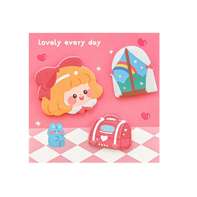 4 Pieces Cartoon Adhesive Cute Kawaii Notes Notepad Memo Pad Office School Supplies Stationery Sticker 6