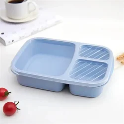 Eco - Friendly 3 - Compartment Bento Lunch Box Set - Pack of 4 - 1 (Blue)