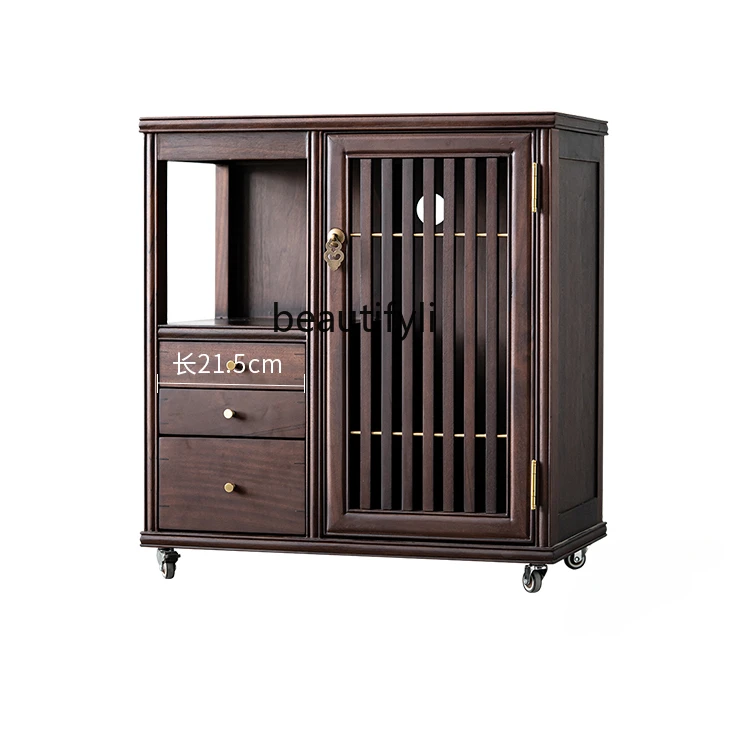 

New Chinese Style Black Walnut Solid Wood Sideboard Tea Cabinet Side Cabinet Storage Sitting Room Cabinet Simple furniture