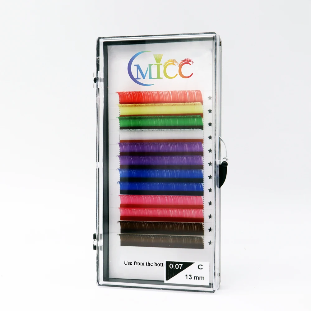 

12 Rows Faux Individual Color Mix Rainbow False Eyelash Extension Makeup Colorful Cilia Maquiagem Cilios