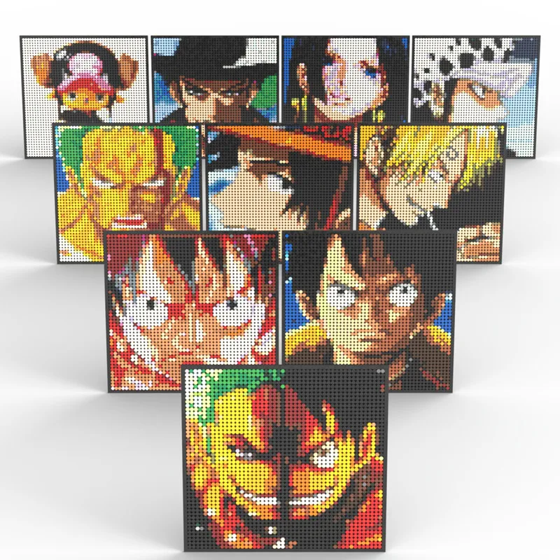 Takara tomy um pedaço macaco d luffy zoro sanji usopp blocos tijolo pixel  arte decoração diy brinquedos crianças presentes de aniversário natal -  AliExpress