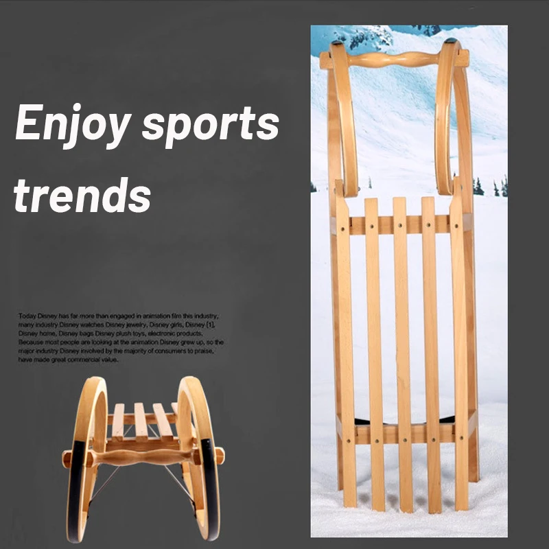 Popular Winter Games Kiddie Wooden Snow Sled Sledge