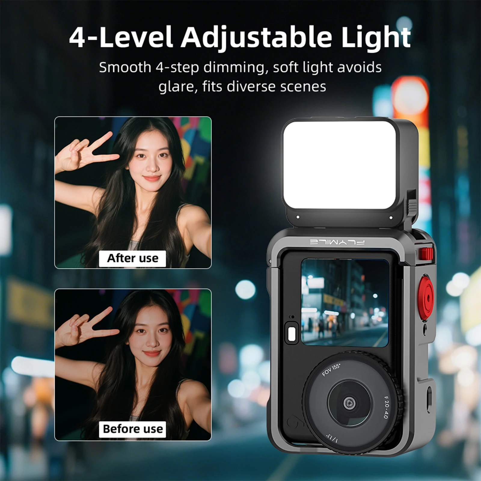 LED 액션 카메라 비디오 조명 마그네틱 사진 촬영용 보조 조명 (오즈모 액션 6/나노 액세서리용)
