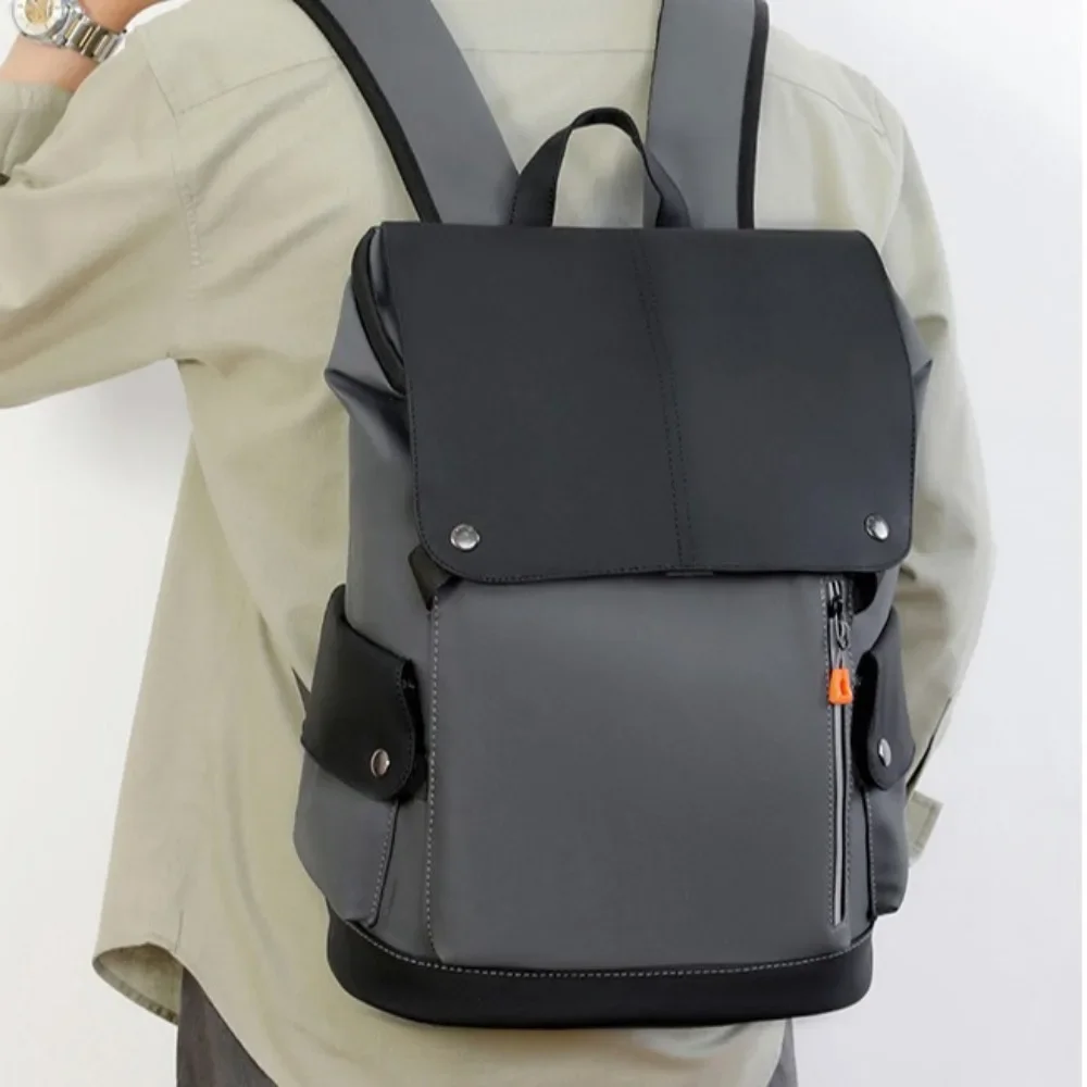 High Quality PU Leather Waterproof Men's Laptop Backpack Large Computer Backpack for Business Urban Man Backpack USB Charging