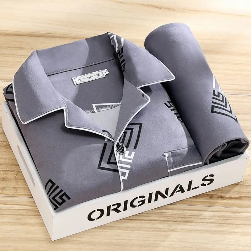 High-end Fashion Pajamas Men's Long Sleeve Spring and Autumn 2024 New Men's Casual Middle-Aged and Young People Loungewear Set