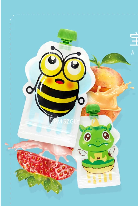 8Pc Smoothie Squeeze Bags Refillable Lock Bag 148 ml Reusable Food Pouch Baby Packaging Reusable Squeeze Pouch