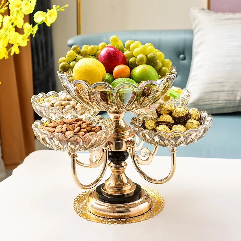 

trending products 2021 new arrivals High Quality Glass 5 Plate modern decor fruit dish stand dry fruit tray