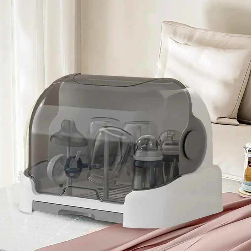 Baby Bottle Drying Rack With Removable Drip Tray Dustproof Bottle Storage Dust-proof Portable Baby Storage Box With Lid bottle drying rack baby bottle drying rack feeding bottle drying rack