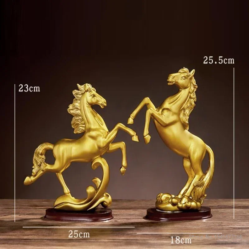 Creative Resin Horse Sculpture Ornament Gold Ornament Arriving Success Home Living Room Study Bookcase Office Decorations Crafts