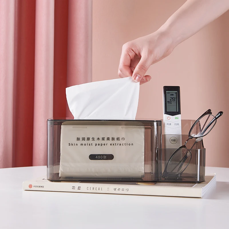 Tissue Box Tissue Dispenser Exquisite tissue box high-grade draw paper box acrylic household coffee table multi-function remote control desktop storage