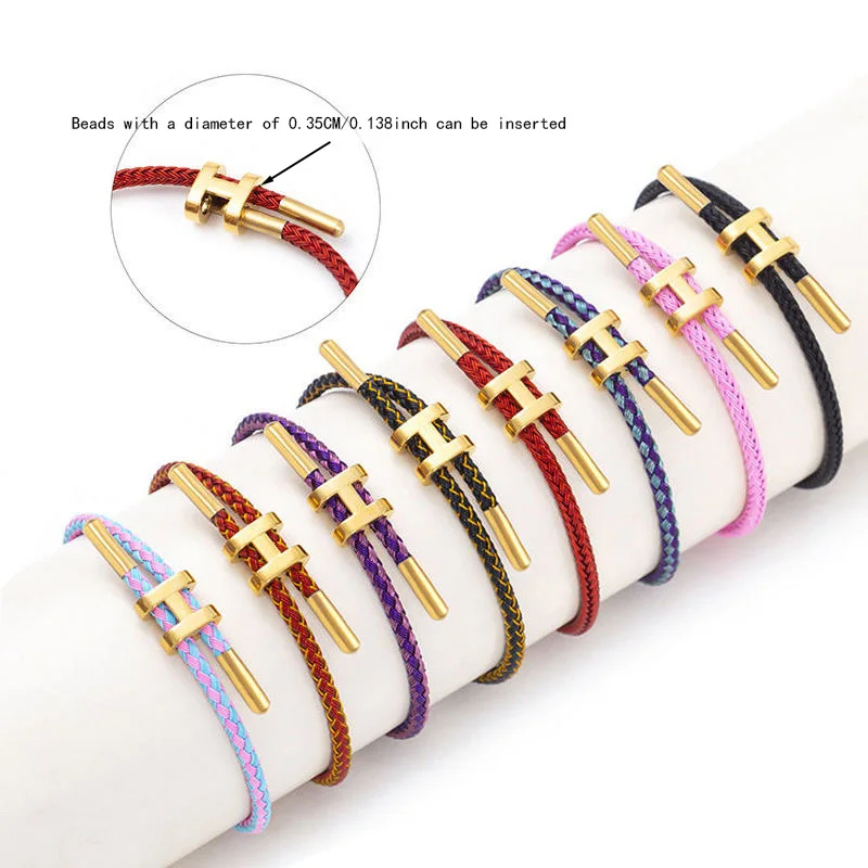 H-Buckle Stainless Steel Rope Bracelet Unisex 1
