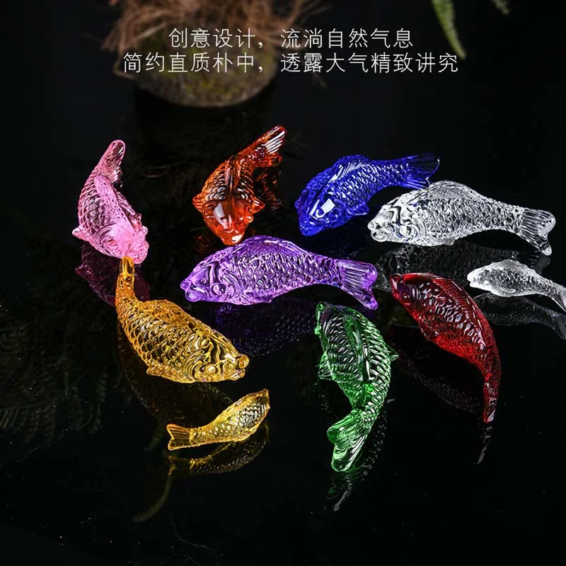 

HOME Store mascot fishbowl decorative art Bring in wealth treasure Money good luck Fortune 7 color 3D crystal gold fish M