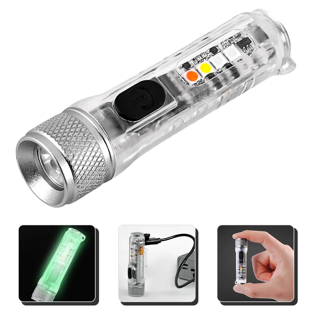 

400lumen Keychain Flashlight TYPE-C Fast Charging Four-Speed IP66 Waterproof Fluorescent Magnetic Warning Camping Flashlight