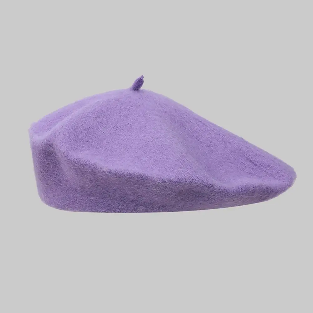 Mode Warme Winter Wolle Baskenmütze Einfarbig Retro Französisch Künstler Hut Alle Abgestimmt Elegante Plain Cap Dame – Detail 2