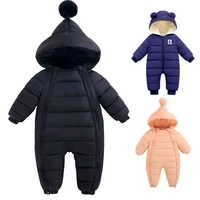 Baby jumpsuit winter new plush and thick hooded down climbing suit for babies to go out and hug clothes, newborn cotton jacket 1
