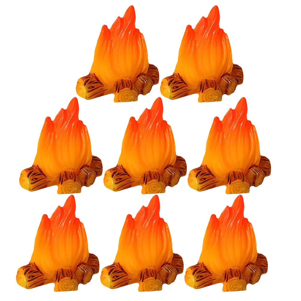

8 Pcs Fire Micro Landscape Ornaments Toy Campfire Miniatures Model Pretend Forest Party Decorations Resin