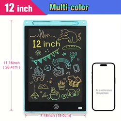 Interactive LCD Writing Tablet for Kids - Educational Montessori Toy and Creative Gift (12 inch shy - blue)