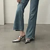 Punk Goth Metal Buckle High Heels Women's Sandals Summer  Pointed Toe Silver Party Shoes Fashion Womens Pumps Shoes Tacones 4