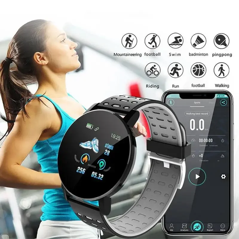 Smart Watch Led Digital Clock Waterproof Smartwatch 1.44" Screen Full Touch Smartband Heart Rate Monitor Fitness Tracker Watch